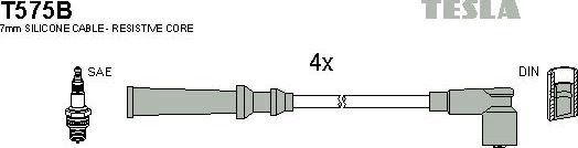 Высоковольтные провода (провода зажигания) (комплект) Tesla для Nissan Terrano II 1996-2007. Артикул T575B