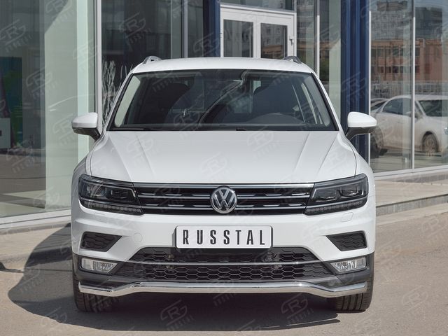 Защита RusStal переднего бампера d63 волна для Volkswagen Tiguan II 2016-2020 (кроме Off Road). Артикул VGZ-002713
