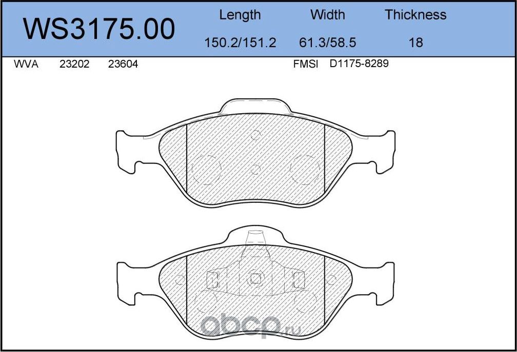 Колодки тормозные дисковые | перед | (Jeenice). Артикул WS317500