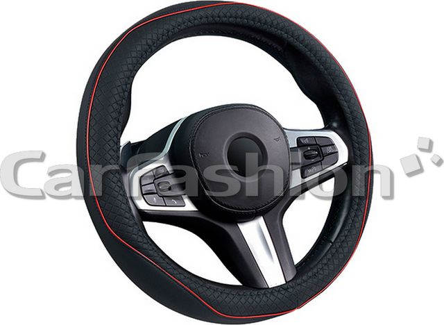 Оплётка на руль CarFashion Club S (размер S, экокожа, цвет ЧЕРНЫЙ/КРАСНЫЙ). Артикул 31683