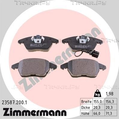 Тормозные колодки Zimmermann передние для SEAT Altea I 2004-2015. Артикул 23587.200.1