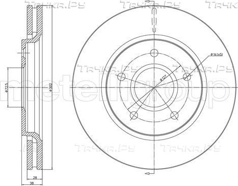Тормозной диск Trusting передний для Chrysler Grand Voyager V 2008-2026. Артикул DF1344