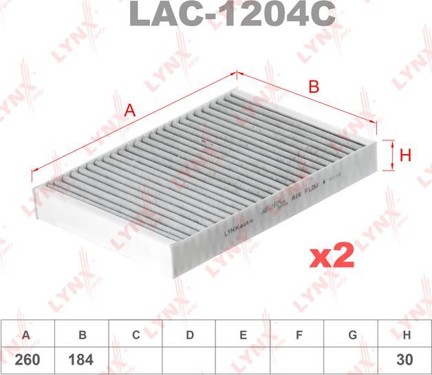 Салонный фильтр LYNXauto. Артикул LAC-1204C