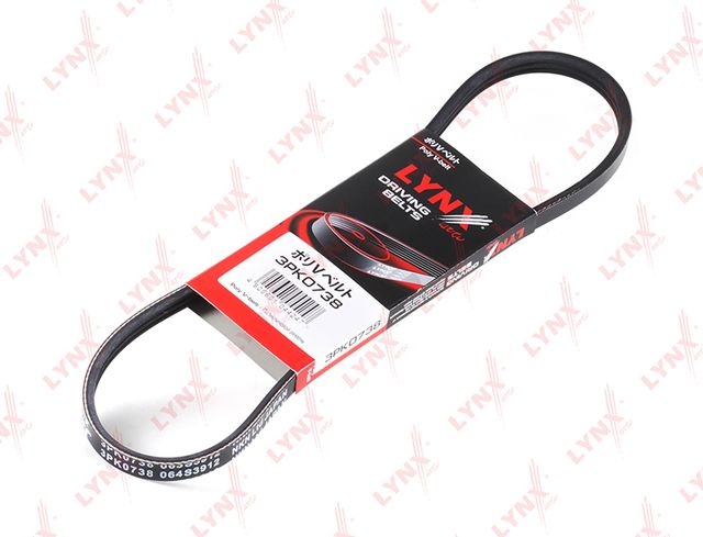 Приводной ремень поликлиновой LYNXauto для Renault Symbol ll 2008-2012. Артикул 3PK0738