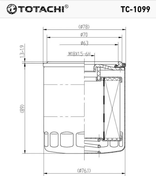 Фильтр масляный TOTACHI TC-1099 94797406 MANN W 712/75 Totachi. Артикул TC1099