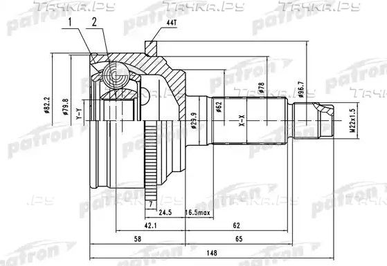 Шрус наружный (граната) Patron. Артикул PCV1525