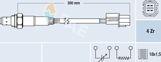 Лямбда-зонд (кислородный датчик) FAE. Артикул 77287