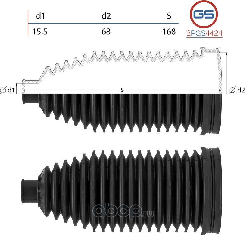 Пыльник рулевой рейки Mercedes C W205 / S205 2014-, Mercedes E W213 / S213 2016 (GS). Артикул 3PGS4424