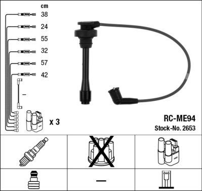 Высоковольтные провода (провода зажигания) (комплект) NGK для Mitsubishi Pajero II 1994-2000. Артикул 2653