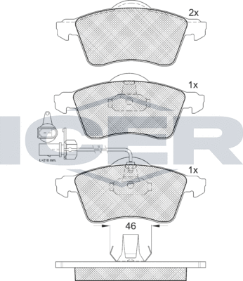 Тормозные колодки Icer передние для Volkswagen Transporter T4 1990-2003. Артикул 141320