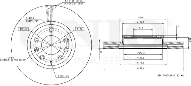 Диск тормозной (Unio). Артикул BRD-20133