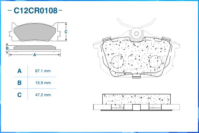 Колодки тормозные задние (Low Metallic) (Cworks). Артикул C12CR0108