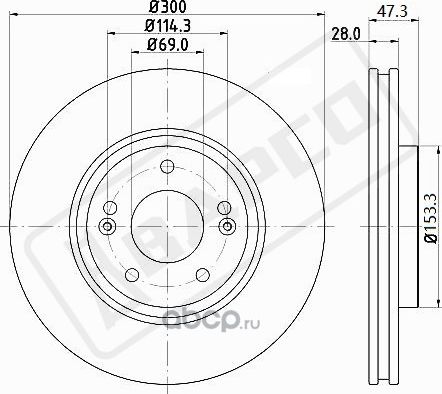 Диск тормозной вентилируемый пер. HYUNDAI Creta, i40 11-15, iX35, Sona (Bapco). Артикул BD0070