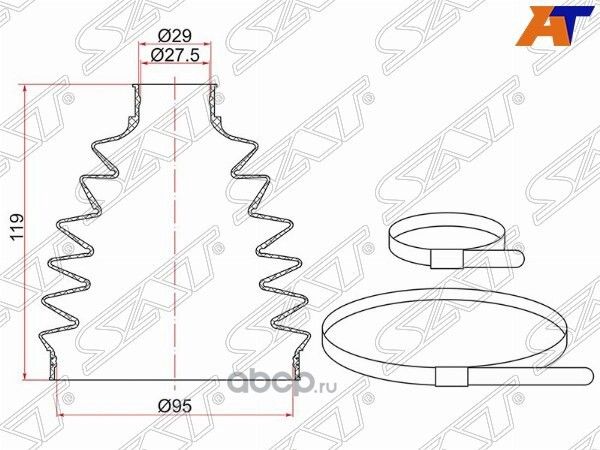 Пыльник шруса наружный  FR HUYNDAI SANTA FE 06- 2 (SAT). Артикул TC005
