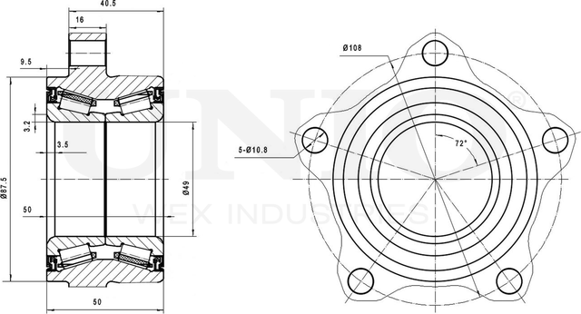 Ступица колеса с интегрированным подшипником (Unio). Артикул HUB-20047