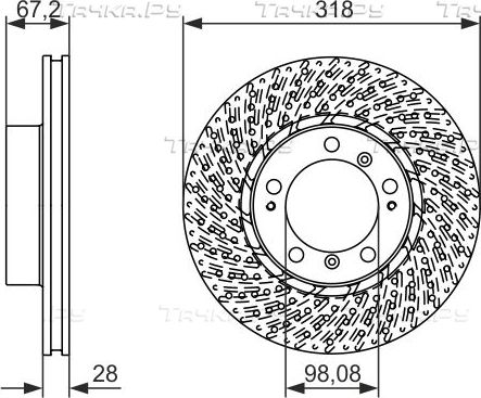 Тормозной диск Bosch передний левый для Porsche Boxster II (987) 2004-2012. Артикул 0 986 479 549