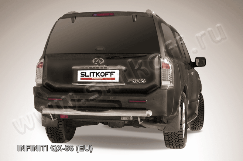 Защита Slitkoff заднего бампера d76 c проступью для Infiniti QX56 II 2004-2010. Артикул IN.QX007