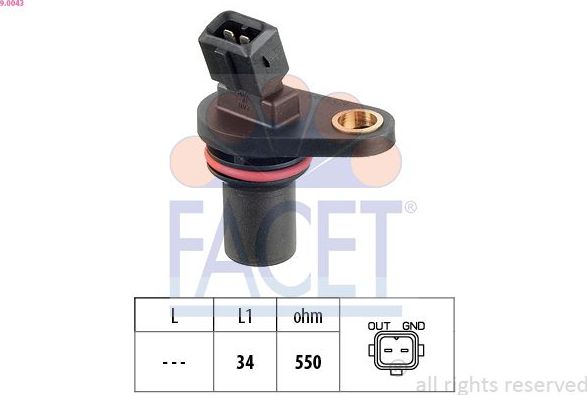 Датчик положения распредвала Facet Made in Italy - OE Equivalent для Ford Escort V 1992-2000. Артикул 9.0043