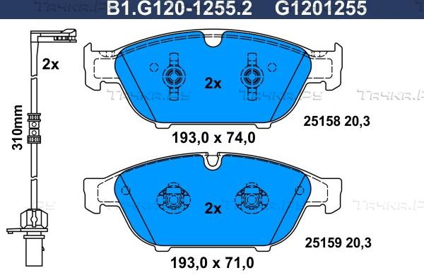 Тормозные колодки Galfer передние для Audi A7 I (4G) 2010-2018. Артикул B1.G120-1255.2
