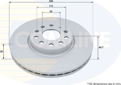 Тормозной диск Comline COATED для Audi A3 IV (8Y) 2019-2026. Артикул ADC5105V
