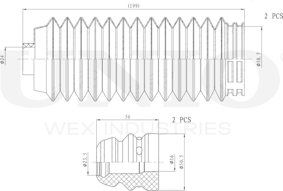 Отбойник и пыльник амортизатора, комплект (Unio). Артикул DUC-50047