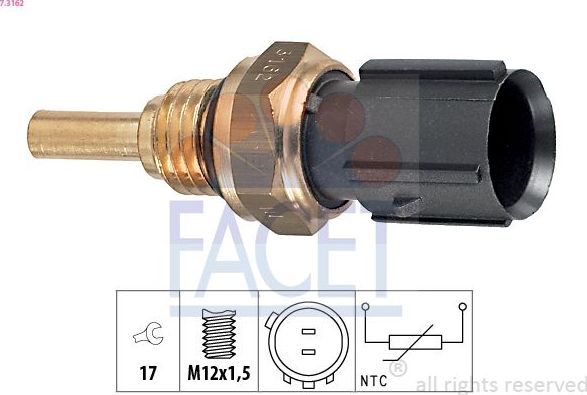 Датчик температуры охлаждающей жидкости Facet Made in Italy - OE Equivalent. Артикул 7.3162