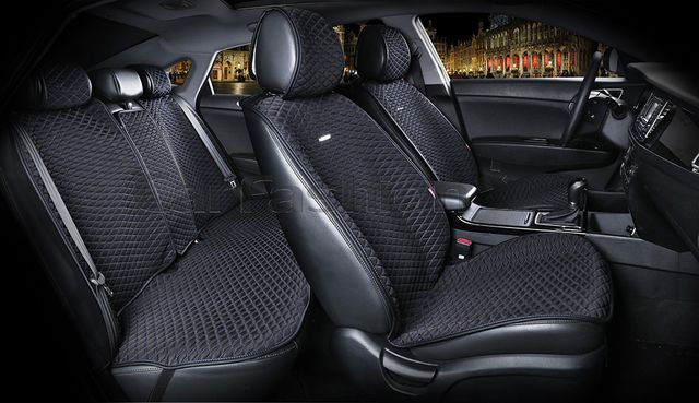 Накидки универсальные CarFashion Palermo Plus для авто, цвет Черный/Синий. Артикул 21766