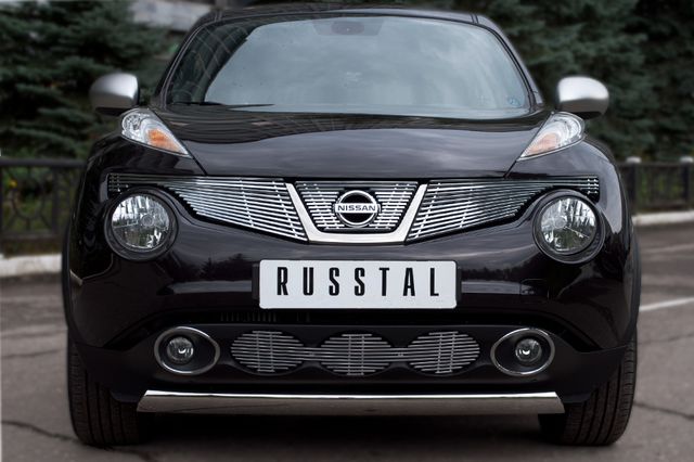Защита RusStal переднего бампера d75x42 овал для Nissan Juke полный привод 2010-2014. Артикул NJ4Z-000882
