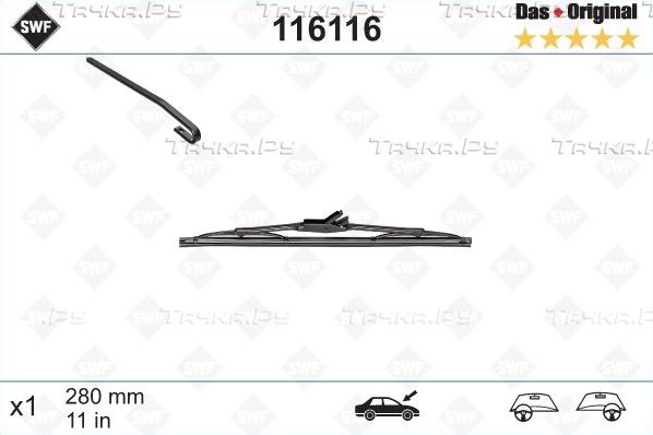 Щетка стеклоочистителя (дворник) SWF задняя для SEAT Toledo III 2004-2009. Артикул 116116