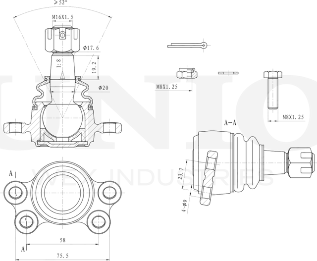 Опора шаровая (Unio). Артикул SSP-20141