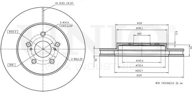 Диск тормозной (Unio). Артикул BRD-20297