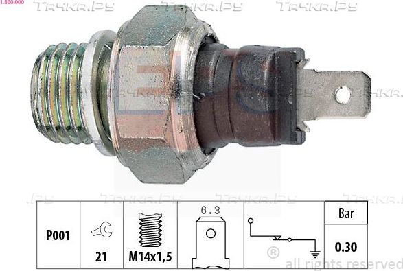 Датчик давления масла EPS Made in Italy - OE Equivalent для Lancia Y10 1985-1995. Артикул 1.800.000