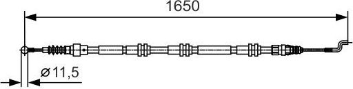 Трос ручника (тросик ручного тормоза) Bosch. Артикул 1 987 482 016
