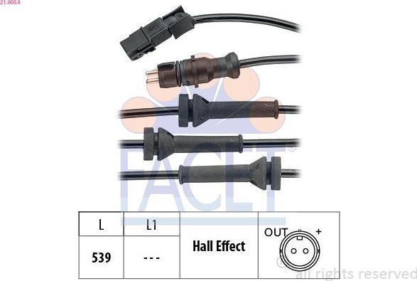 Датчик ABS Facet Made in Italy - OE Equivalent. Артикул 21.0054