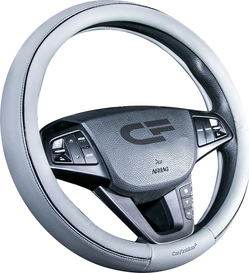 Оплётка на руль CarFashion Tiltan (размер M, экокожа, цвет СЕРЫЙ/ЧЕРНЫЙ). Артикул 31435