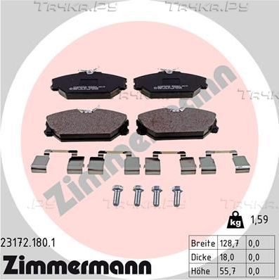 Тормозные колодки Zimmermann передние для Renault Clio II 2000-2013. Артикул 23172.180.1