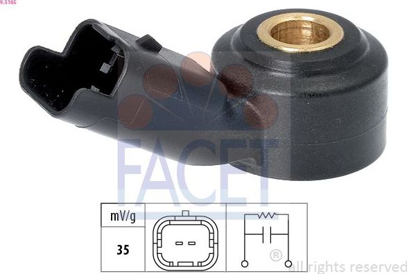 Датчик детонации Facet Made in Italy - OE Equivalent для Peugeot Bipper 2008-2026. Артикул 9.3165