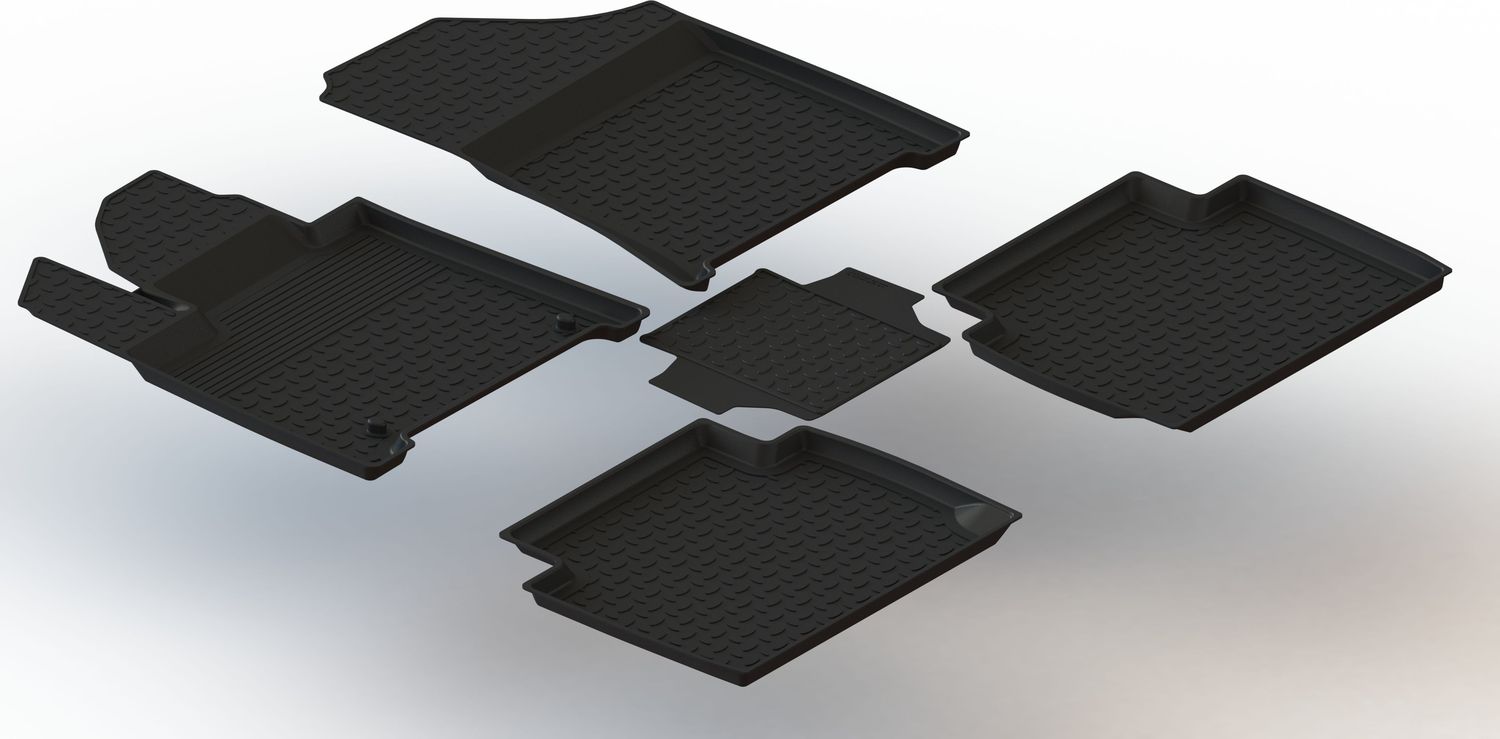 Коврики резиновые Seintex с высоким бортиком для салона Hyundai Santa Fe V (5 мест) 2023-2026. Артикул 317001