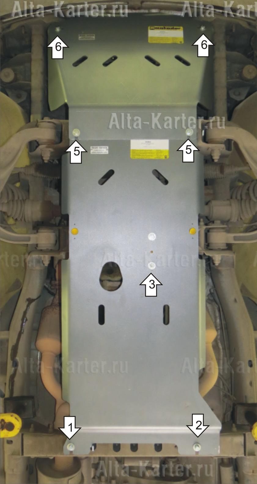 Защита алюминиевая Мотодор для двигателя, ПДФ, КПП Dodge Ram III 1500 2002-2008. Артикул 382902