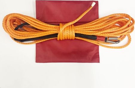 Трос синтетический RUS для лебёдки квадроцикла /снегохода 6 мм x 12 м. Артикул RW-06-12-OR-BAG