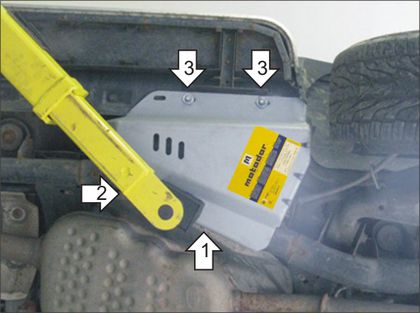 Защита алюминиевая Мотодор для компрессора пневмоподвески Land Rover Range Rover Sport I HSE, Supercharged 2005-2013. Артикул 383213