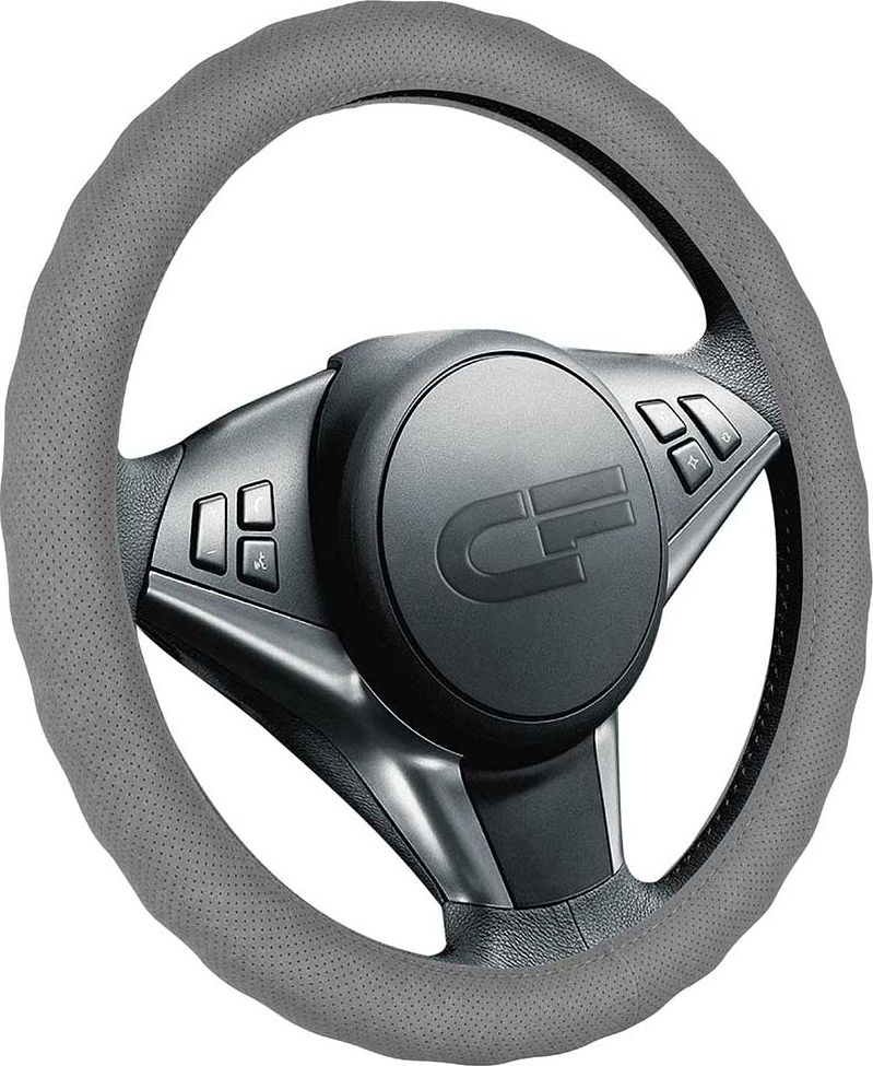 Оплётка на руль CarFashion Eco (размер M, экокожа, цвет СЕРЫЙ). Артикул 31139