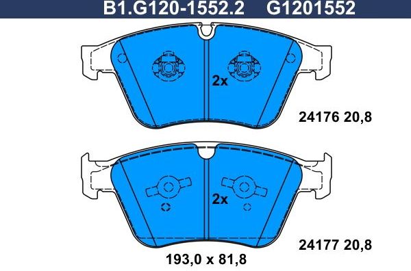 Тормозные колодки Galfer. Артикул B1.G120-1552.2