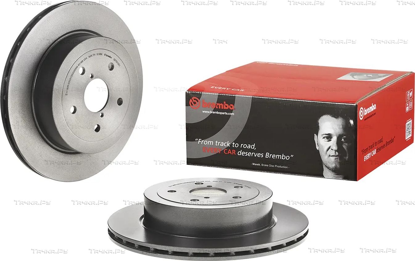 Тормозной диск Brembo UV Coated задний для Subaru Impreza II 2004-2007. Артикул 09.7813.21