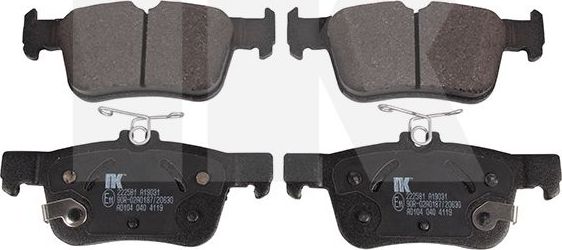 Тормозные колодки NK задние для Ford Kuga II 2013-2019. Артикул 222581
