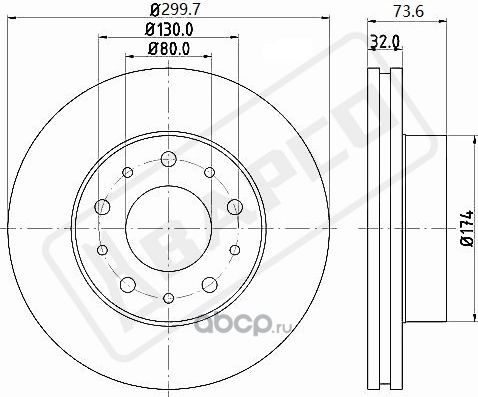 Диск тормозной вентилируемый пер. PSA Jumper 06-, Boxer II 06-, FIAT (Bapco). Артикул BD0693