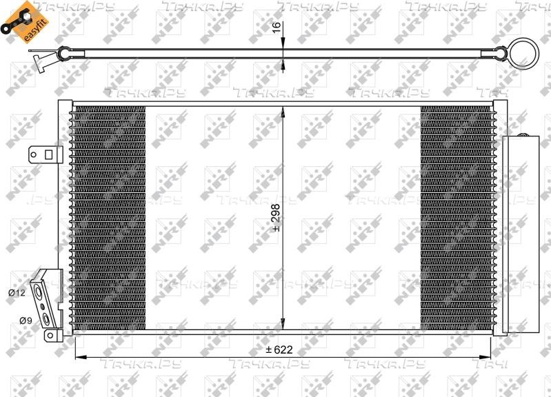Радиатор кондиционера (конденсатор) NRF (алюминий). Артикул 35940