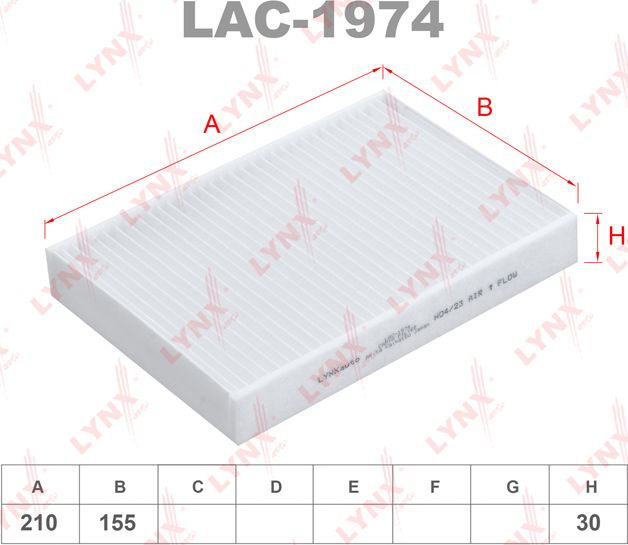 Салонный фильтр LYNXauto. Артикул LAC-1974