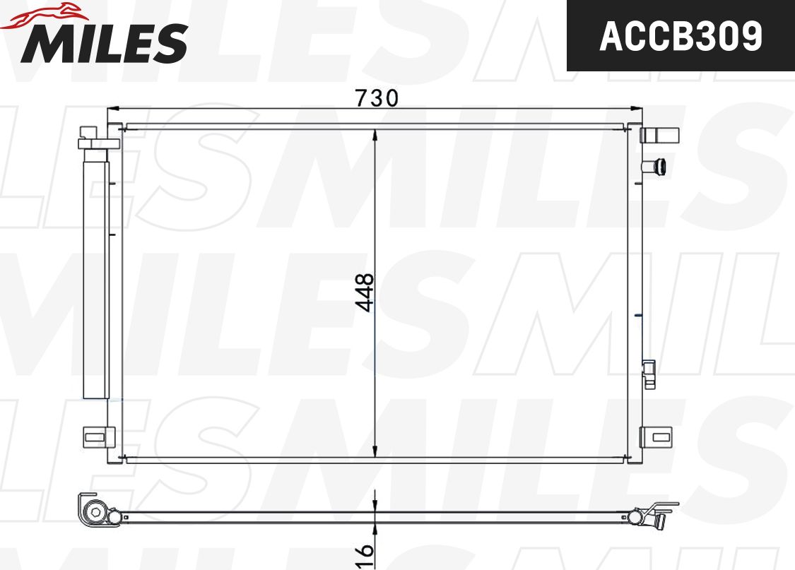 Радиатор кондиционера (конденсатор) Miles. Артикул ACCB309