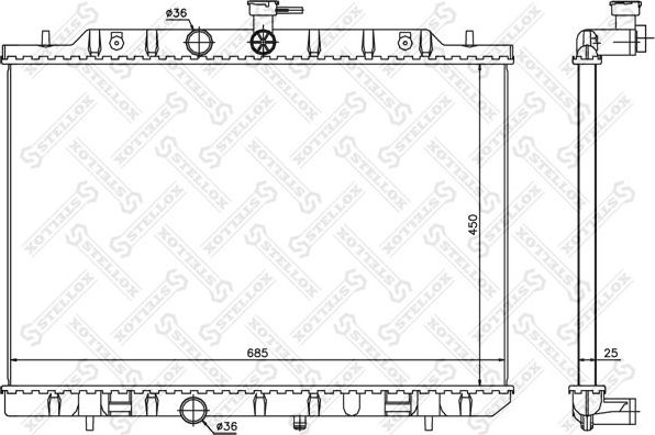 Радиатор охлаждения двигателя Stellox для Nissan X-Trail T31 2007-2013. Артикул 10-25453-SX
